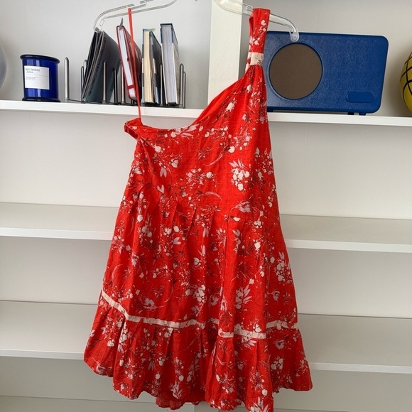 FREE PEOPLE All Mine One Shoulder Mini Dress in Red - Picture 6 of 8